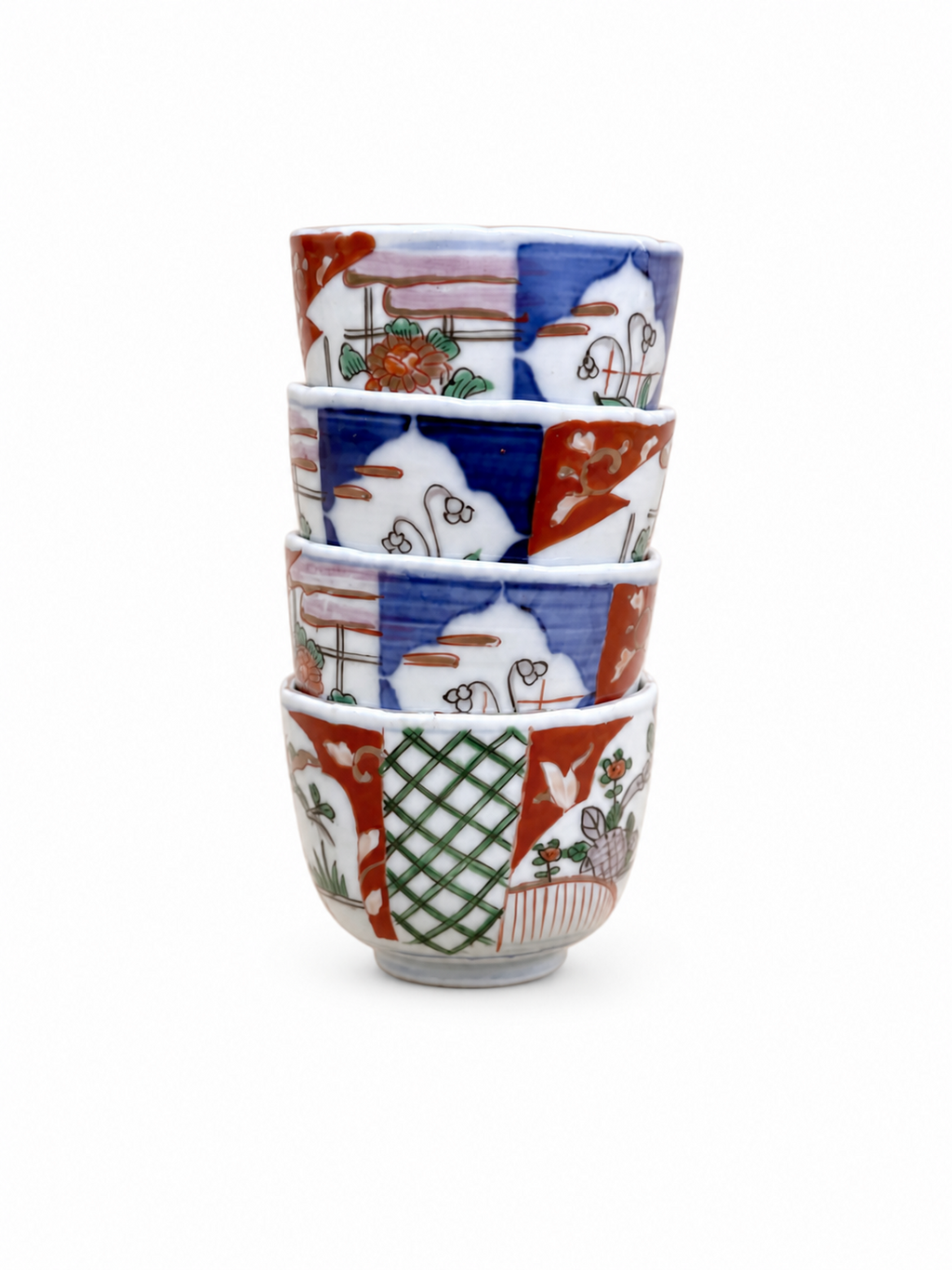 Vintage Japanese Imari Yunomi Tea Cups