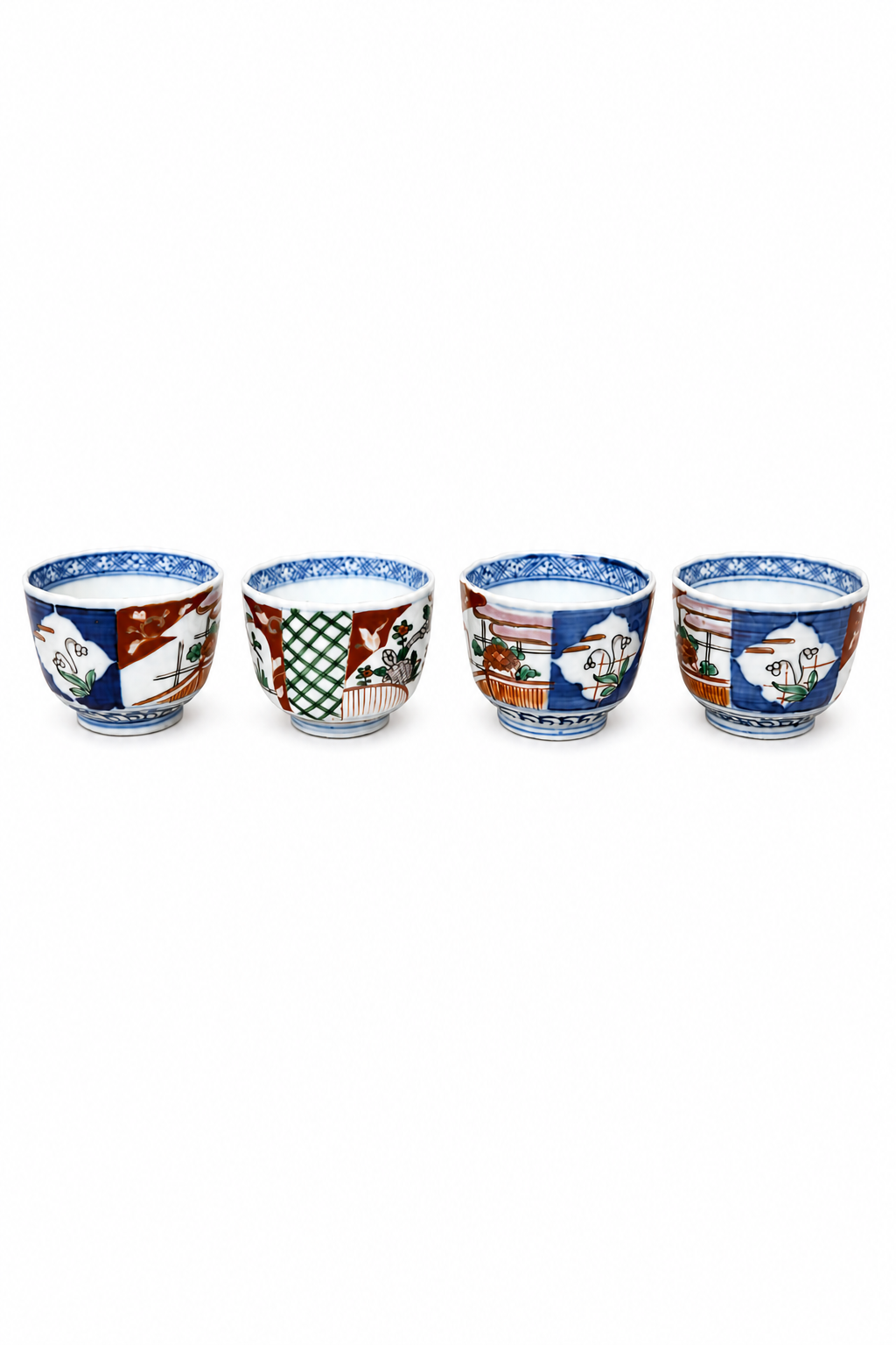 Vintage Japanese Imari Yunomi Tea Cups