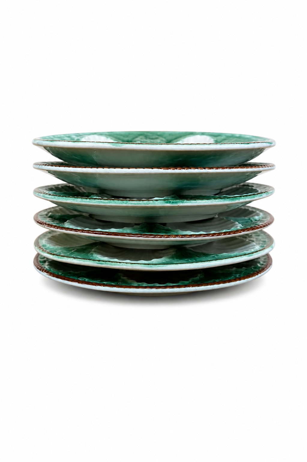 Vintage Saint Clément French Oyster Plate – Green Basketweave Majolica